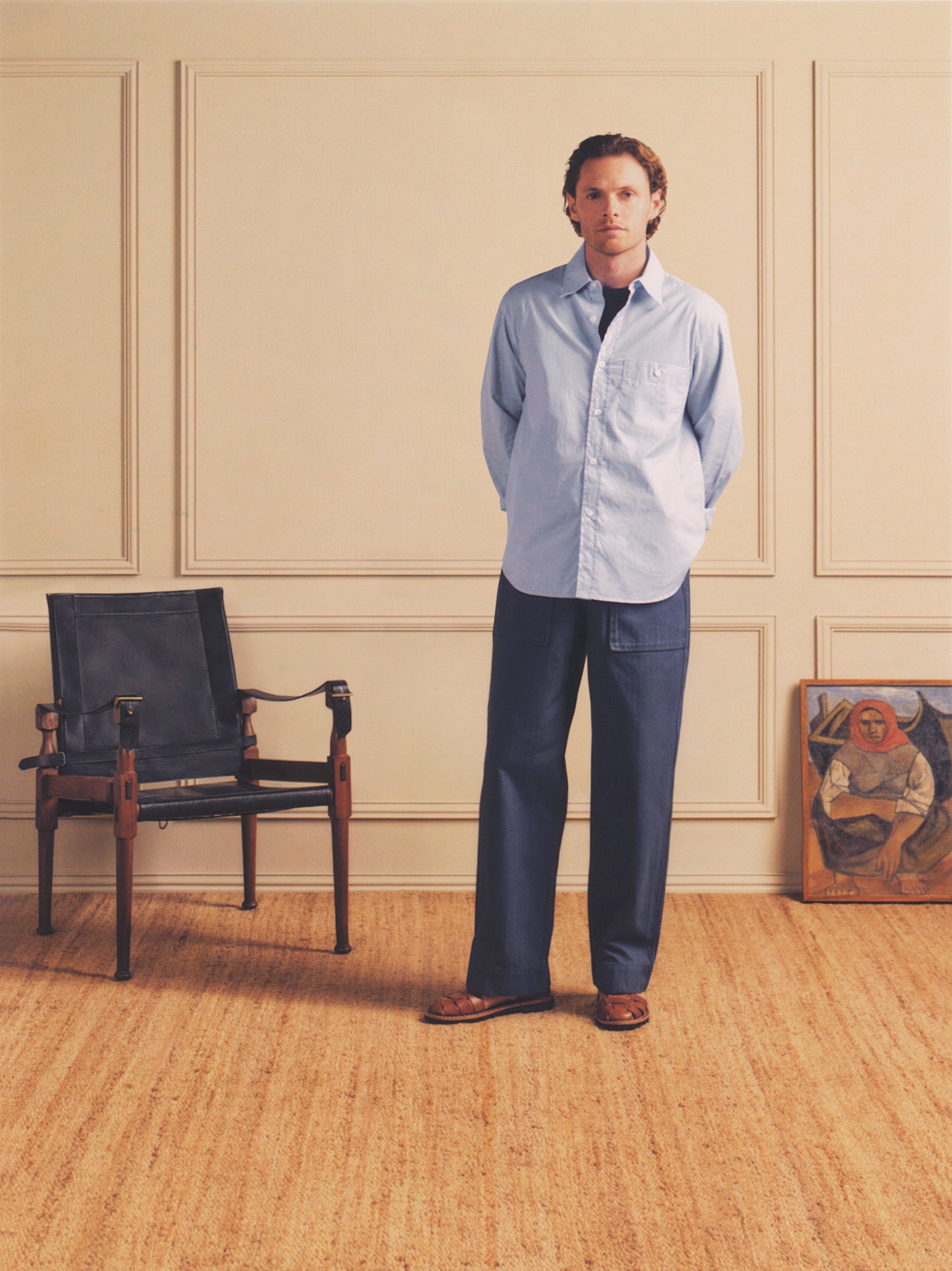 Jones Cotton & Silk Shirt in Classic Blue